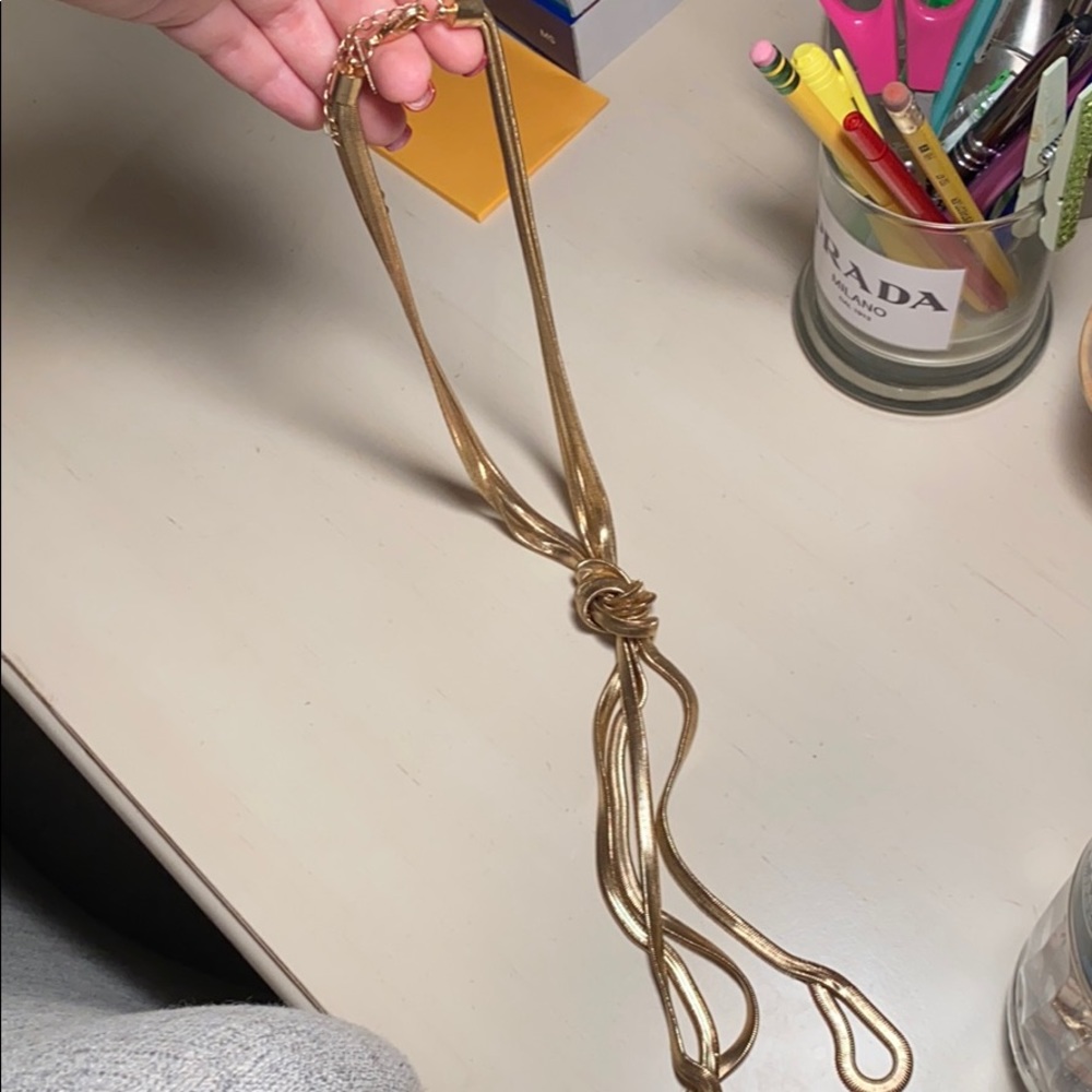 INC Herringbone Knotted Fringe Lariat Necklace - Picture 5 of 5